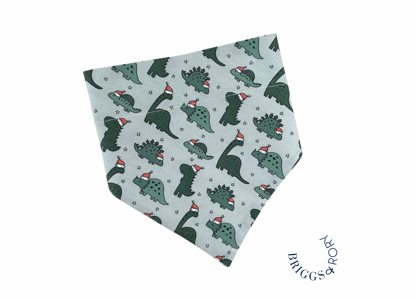 Christmas Dinosaur Dog Bandana made by Briggs and Rory