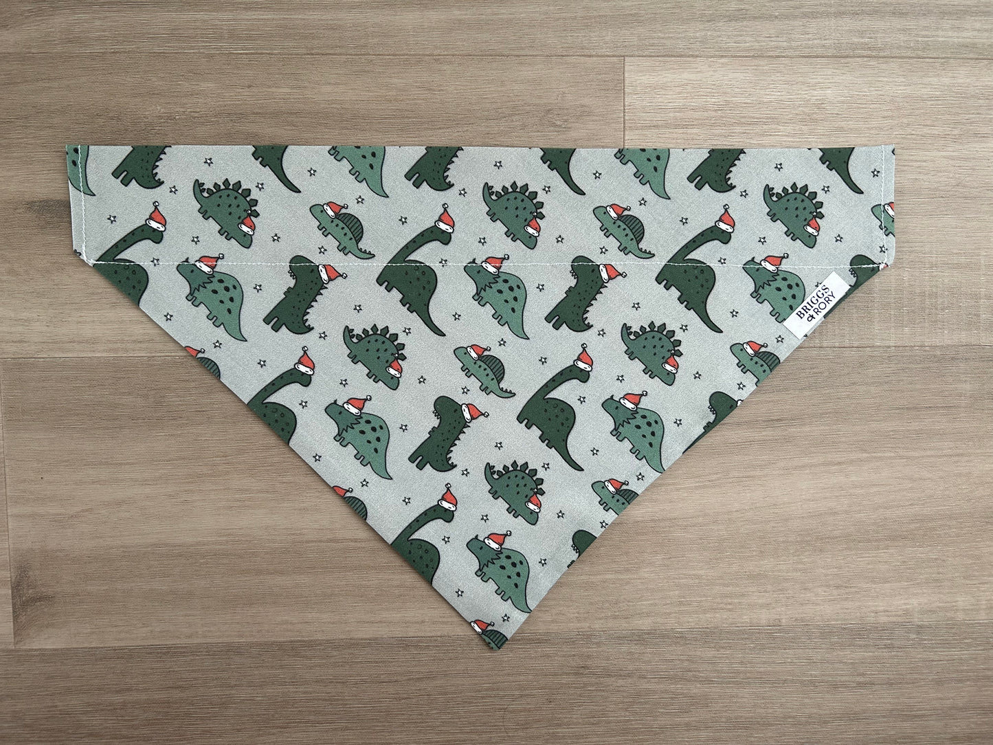 Christmas Dinosaur Dog Bandana made by Briggs and Rory