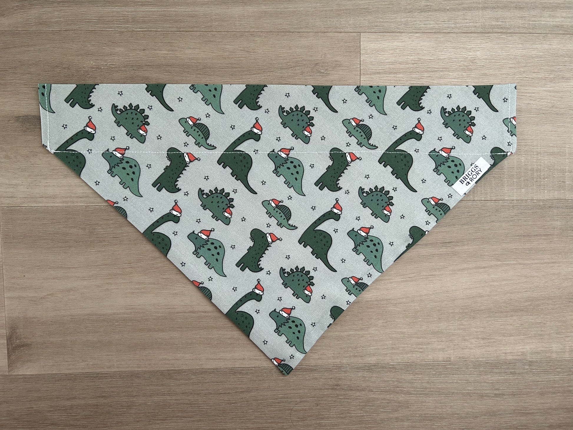 Christmas Dinosaur Dog Bandana made by Briggs and Rory