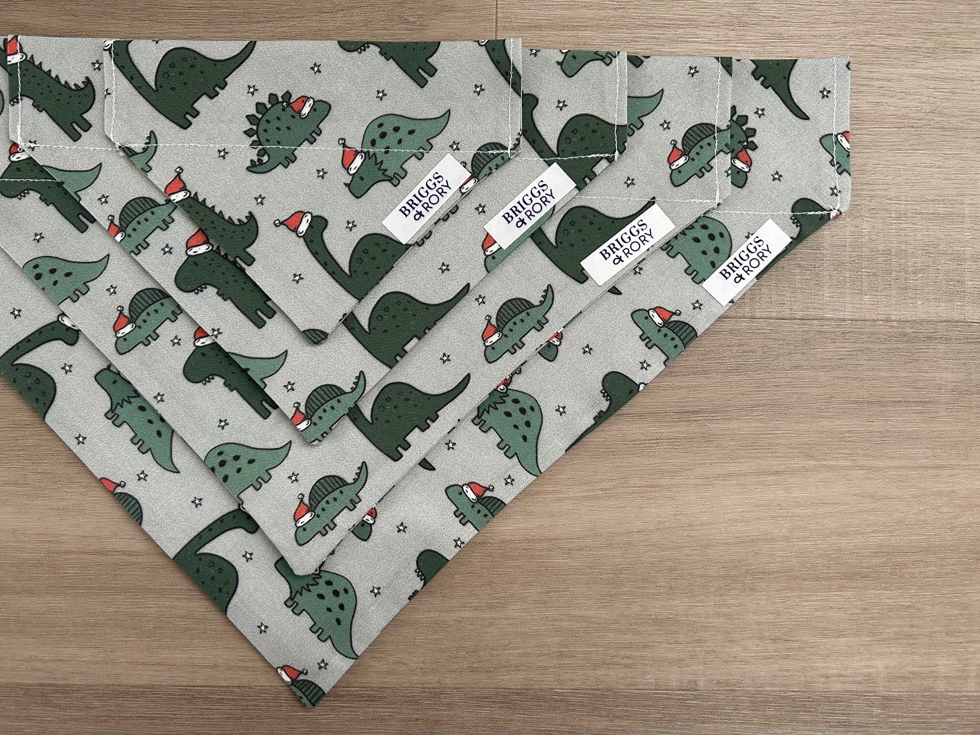 Christmas Dinosaur Dog Bandana made by Briggs and Rory available in 4 sizes