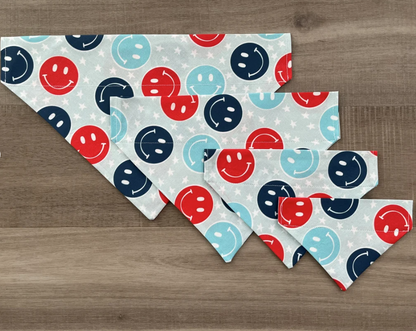 4th of July Smiley Face Over the Collar Dog Bandana