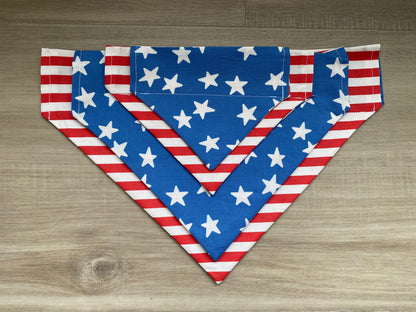 Stars and Stripes Reversible Over the Collar Dog Bandana