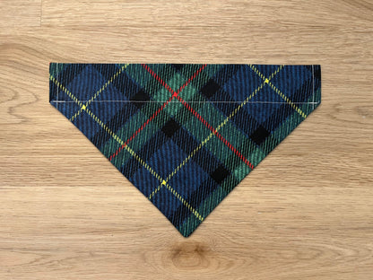 Blue & Green Plaid Over the Collar Dog Bandana