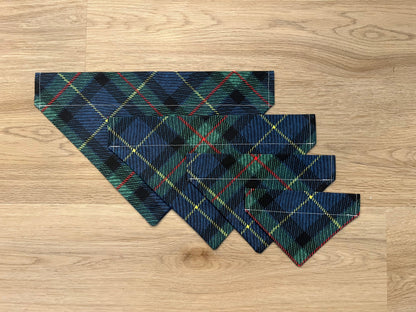 Blue & Green Plaid Over the Collar Dog Bandana